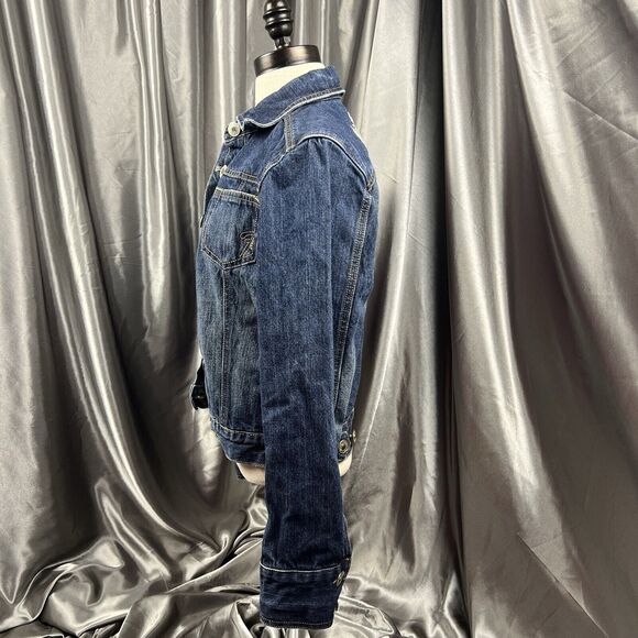 Fender Denim Jacket Women's M Rock & Roll Embroidered‎ Blue Jean Cropped RARE - Picture 7 of 17